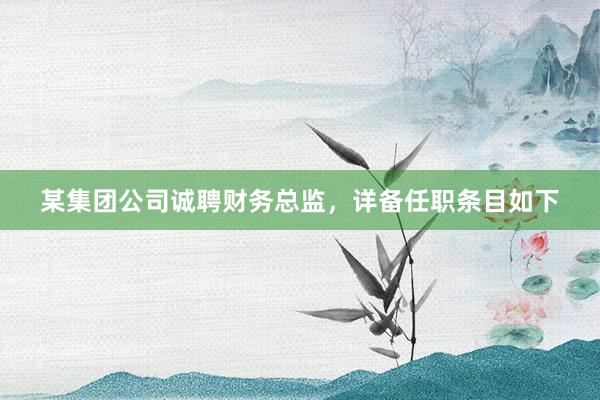 某集团公司诚聘财务总监，详备任职条目如下
