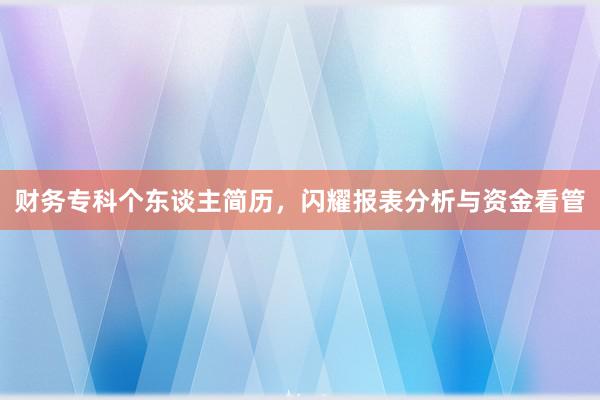 财务专科个东谈主简历，闪耀报表分析与资金看管