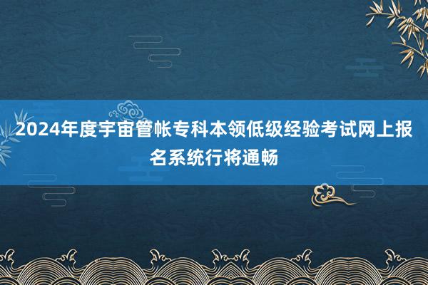 2024年度宇宙管帐专科本领低级经验考试网上报名系统行将通畅